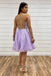 sparkly purple tulle party dress with beaded backless homecoming dress