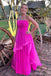 Strapless Hot Pink Tulle Ruffles Prom Dresses, Bowknot Back Party Dress GP657