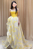 Sweetheart Yellow Evening Dress Charm Fairy Princess Puffy Long Prom Dress GP707