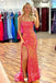 straps hot pink mermaid long prom dress lace up back slit evening gown