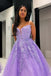 Sweetheart A-Line Lavender Tulle Long Prom Dresses with Appliques GP668