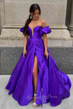 Sweetheart A-Line Purple Long Prom Dress Satin Formal Evening Gown GP826