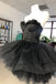 Sweetheart Black Tulle Short Homecoming Dress Appliques Preppy Dress GM688