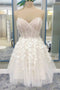 Sweetheart Floral Appliqués Tulle Homecoming Dress Short Party Dress GM690