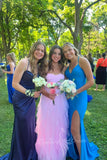 Sweetheart Pink Tulle Prom Dress Bridesmaid Dress with Ruffle Skirts GP735