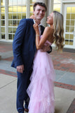 Sweetheart Pink Tulle Prom Dress Bridesmaid Dress with Ruffle Skirts GP735