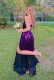 Sweetheart Purple Prom Dress A Line Sleek Evening Gowns with Slit GP727