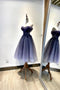Sweetheart Purple Tulle With Lace Short Prom Dress, Sparkly Homecoming Dresses GM680
