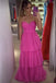 sweetheart tulle hot pink tiered long prom dress princess graduation gown