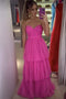 Sweetheart Tulle Hot Pink Tiered Long Prom Dress, Princess Graduation Gown GP640