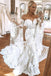 Unique Puff Sleeves Sweetheart Lace Wedding Dresses, Bohemian Mermaid Wedding Dress PW559
