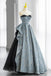 Elegant A-line Sweetheart Blue Black Tulle Dots Prom Formal Party Dress