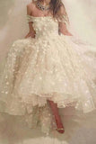 off shoulder tulle beaded flowers strapless prom homecoming dress