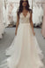 A-line V-neck Lace Top Wedding Dresses Tulle Bridal Gown PW76