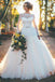Princess Long Sleeves Ball Gown Bateau Backless Wedding Dress with Lace PW142