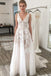 elegant a line v neck backless appliques wedding dresses