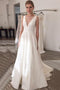 A-Line Illusion Bateau V-Back Printed Satin Wedding Dress PW194