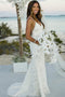 Spaghetti Straps Lace Backless Beach Mermaid Wedding Dress PW192