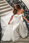 Mermaid Lace Appliques Off-the-Shoulder Wedding Dress with Detachable Train PW185