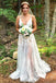 a line spaghetti straps outdoor wedding dress with appliques