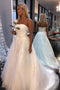 White A-Line Tulle Strapless Wedding Dresses with Appliques PW184