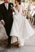 simple modern wedding dress a line v neck satin bridal gown