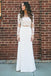 Crew Long Sleeves Two Piece Beach Sheath Wedding Dress with Lace PW137