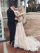 A-Line V-Neck Long Sleeves Romantic Wedding Dress with Appliques PW46