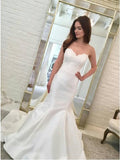 Simple Sweetheart Mermaid Wedding Dresses with Appliques PW42