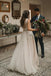 a line v neck tulle long wedding dress with lace appliques