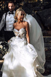 Chic A-line Sweetheart Boho Wedding Dress With Appliques PW99