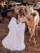 Boho Two Piece Beach Wedding Dresses Lace long Sleeves Bridal Gown PW82