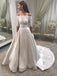 A-Line Off-Shoulder Half Sleeves Wedding Dress With Pockets PW59