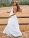 Spaghetti Straps Chiffon Backless Wedding Dress, A-Line Beach Bridal Gown PW62