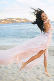 Pink Halter Appliques Beach Wedding Dress Backless Wedding Gown PW64