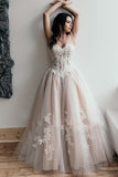 sweetheart tulle rustic wedding dress a line appliques bridal gown