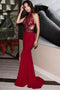 High Neck Mermaid Prom Dress, Open Back Dark Red Lace Evening Dress MP281