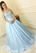a line sweetheart light blue ball gown prom dress with appliques