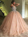 ball gown v neck beading quinceanera dresses tulle prom dresses