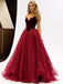 a line sweetheart burgundy tulle long prom dress with ruched