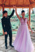 V-Neck A-Line Tulle Long Prom Dresses, Sexy Tulle Long Formal Dress MP197