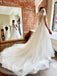 gorgeous a line v neck tulle wedding dresses with lace appliques
