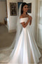 Elegant A-line Beach Wedding Dress Off Shoulder Simple Bridal Dress PW159
