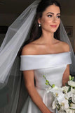 Simple Elegant A-line Wedding Dresses Off Shoulder Beach Bridal Dress PW159