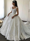 Ball Gown Straps Sweetheart Wedding Dresses Lace Appliques Bridal Dresses PW102