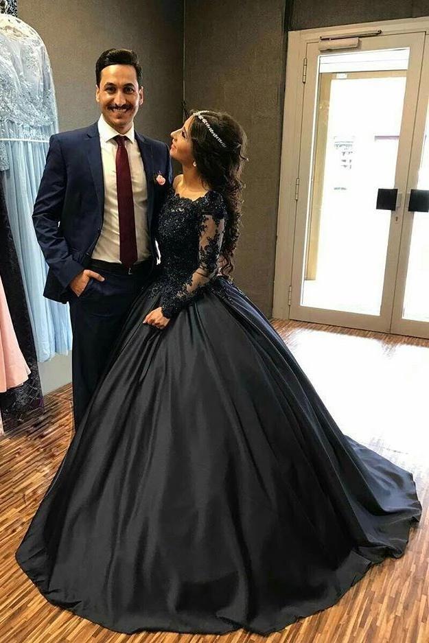 Ball Gown Long Sleeves Navy Blue Prom Dress Quinceanera Dresses MP93