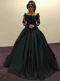 Ball Gown Long Sleeves Navy Blue Prom Dress Quinceanera Dresses MP93