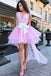 sweet v neck pink homecoming dress short prom dresses with tulle train