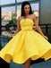 simple strapless yellow homecoming dresses short prom dresses