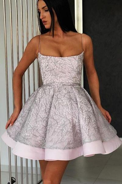 Spaghetti Straps Short Prom Dress Strapless Sparkly Cocktail Dresses GM39